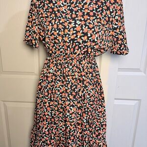 SHEIN Black Floral Midi Dress